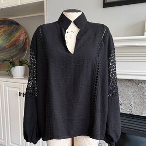 Tuckernuck Black Lace Sleeve Top